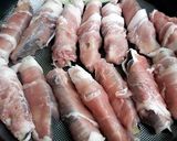 ヘルシー　なすの豚肉ロール蒸し焼き作り方1写真
