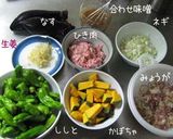 簡単【茄子・南瓜・しし唐・肉味噌がらめ】作り方1写真
