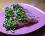 お弁当やおつまみにも♬ハムの貝割れ巻き作り方2写真