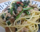 ツナとほうれん草椎茸の白ワインスパゲティ作り方5写真