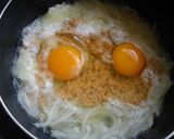 癒し味～❤納豆に落とし卵の豆乳お味噌汁作り方4写真
