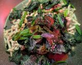 簡単★法蓮草と挽肉の焼きうどん作り方2写真