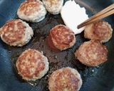今日の夕飯！蓮根厚揚つくねハンバーグ主菜作り方10写真