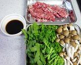 ぶなしめじ春菊牛肉のオイスターソース炒め作り方2写真