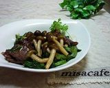 ぶなしめじ春菊牛肉のオイスターソース炒め作り方5写真