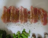 ＊ナツメグ★豚肉と春菊のオイルパスタ＊作り方2写真
