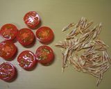 イカ珍味とトマトの卵とじ作り方1写真