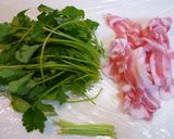 三つ葉と豚肉のオイソ炒め作り方1写真