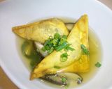 ギョーザの種で揚げワンタンスープ仕立て作り方4写真