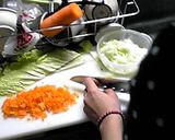 ◯ 白菜とニラのチャーハン ◯作り方1写真