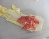 ✿ฺ豚こまと切干大根の白菜ﾁｰｽﾞﾛｰﾙ作り方3写真
