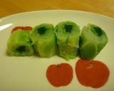 白菜とにらでロールおひたし作り方4写真