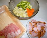 アスパラで彩り・・炒め物作り方1写真