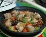 タジン鍋で鳥肉のドライトマト蒸し作り方4写真