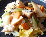 蕗（フキ）と干しエビの炊き込みご飯作り方11写真
