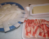 大根と豚バラ肉のすき焼き風煮作り方1写真