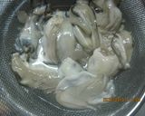 牡蠣と春菊と小エビのパスタ作り方1写真