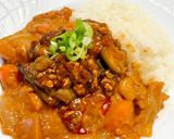 【簡単夕食】麻婆茄子風のせ野菜カレー作り方7写真