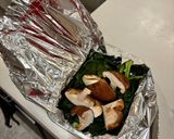 葉野菜ときのことチーズのアルミ焼き作り方4写真