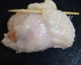 鳥皮のメンタイ巻き巻きカラっと焼き♪作り方3写真