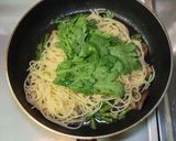 春菊と椎茸のパスタ作り方9写真