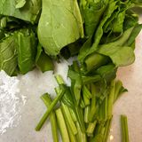 ワンパンでできる！ほうれん草のとろ玉のせ作り方1写真