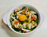 レンジで、ほうれん草の彩り巣篭もり作り方2写真