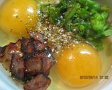 菜の花とベーコンのふかふか卵焼き作り方1写真