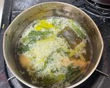 超簡単！もつ鍋風（ニンニク＊醤油）雑炊作り方1写真