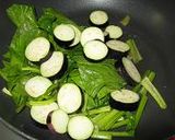 ナスとほうれん草炒め＋パスタ入り！作り方1写真