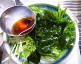 海苔が決め手☆水菜とわかめと海苔ポン酢v作り方4写真