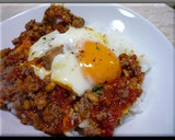 ケフタとネバネバ納豆の蒸し焼き丼作り方8写真