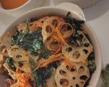 春菊とれんこんの野菜天丼作り方2写真