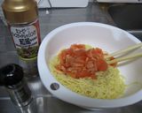 ☆残り物唐揚げ！☆サラダ風パスタ作り方2写真