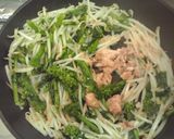 菜の花ともやしのペペロンチーノ風作り方6写真