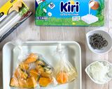 ポリ袋湯煎　かぼちゃと半熟卵ホットサラダ作り方1写真