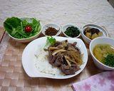 簡単牛丼新玉葱エリンギ入り作り方4写真