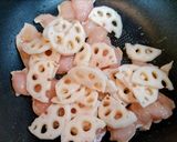 秋今日の夕飯！薩摩芋鶏胸肉蓮根炒め煮主菜作り方8写真