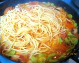 タコとそら豆のトマトクリームパスタ作り方4写真
