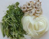キャベツ卵無し☆玉ねぎと竹輪のお好み焼き作り方1写真
