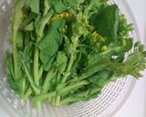 菜の花の醤油マヨ炒め作り方1写真
