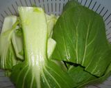 チンゲンサイのカニカマ豆腐あんかけ作り方1写真