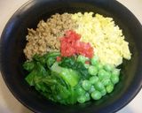 豚ひき肉で中華風肉みその三色丼作り方6写真