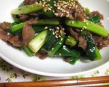 わけぎと牛肉のさっぱりゴマ炒め❤作り方5写真