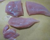 お財布レスキュー☆鶏胸肉で青椒鶏肉絲作り方1写真