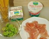 空豆と生ハムのパスタサワークリームソース作り方1写真