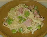 空豆と生ハムのパスタサワークリームソース作り方6写真