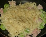 空豆と生ハムのパスタサワークリームソース作り方5写真