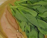 菜の花と蒸鶏のサラダピリ辛味作り方1写真