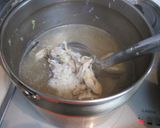 風邪を治そう！鶏とシイタケとニラの中華粥作り方6写真